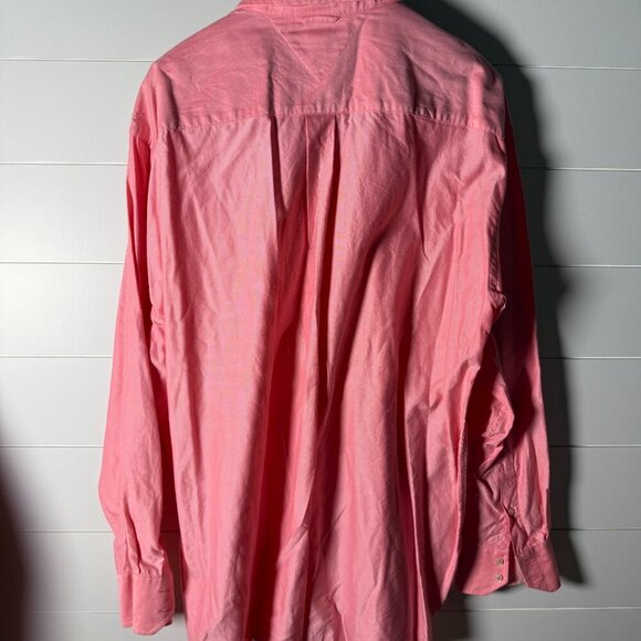 Tommy Hilfiger Button Down Long Sleeve Shirt Pink/Coral White Sz XL - Picture 2 of 10